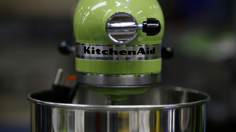 Close up of a KitchenAid mixer