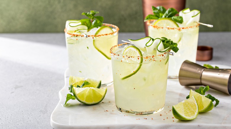 Margarita in glasses with lime