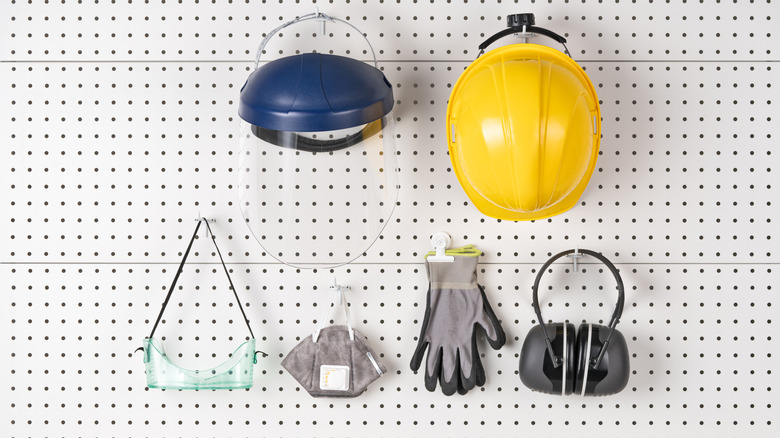 Safety equipment having on a peg board
