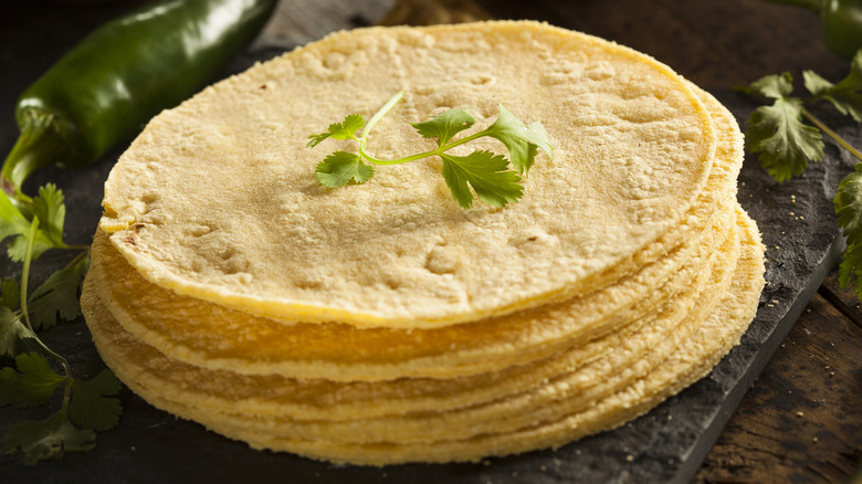 stack of corn tortillas