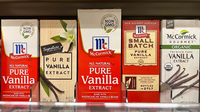 various brands of boxed vanilla extract 