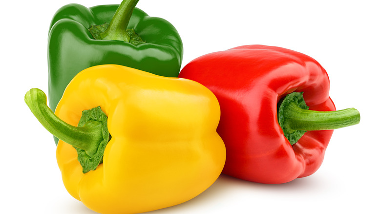 red, yellow, and green peppers