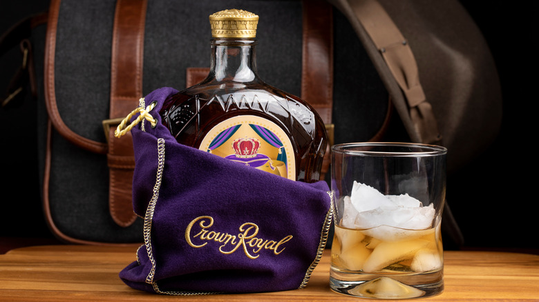 Bottle of Crown Royal with a glass