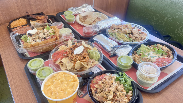 Various El Pollo loco foods on a table