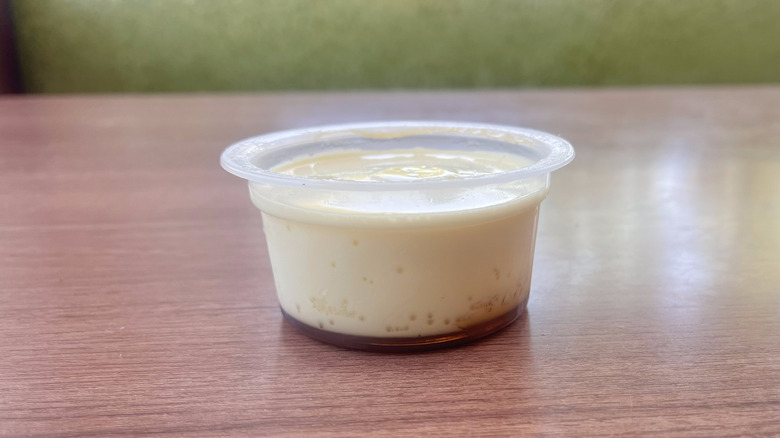 Flan container on a table