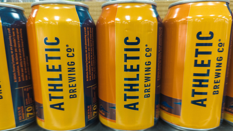Single cans of beer on shelf at Trader Joe's