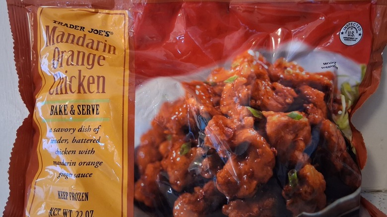Package of Trader Joe's Mandarin orange chicken