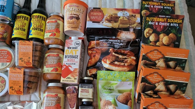 Trader Joe's haul with a variety of Trader Joe's branded items