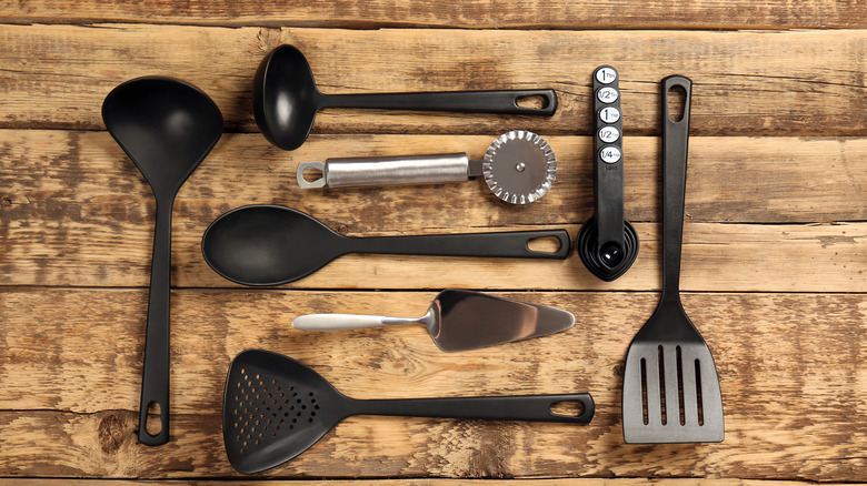 assortment of nylon cooking utensils