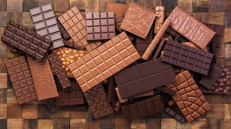 chocolate bars on one another