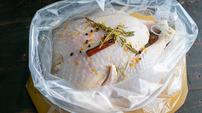 whole turkey in bag with spices