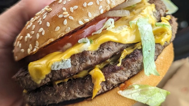 close up of McDonald's double deluxe quarter pounder
