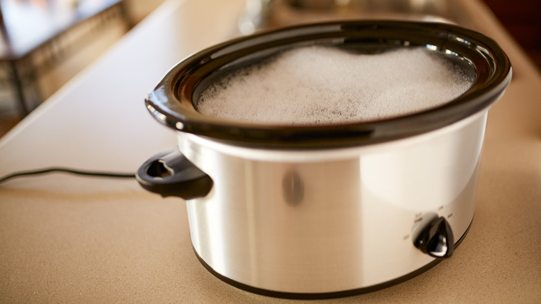 Slow cooker soaking with soapy water