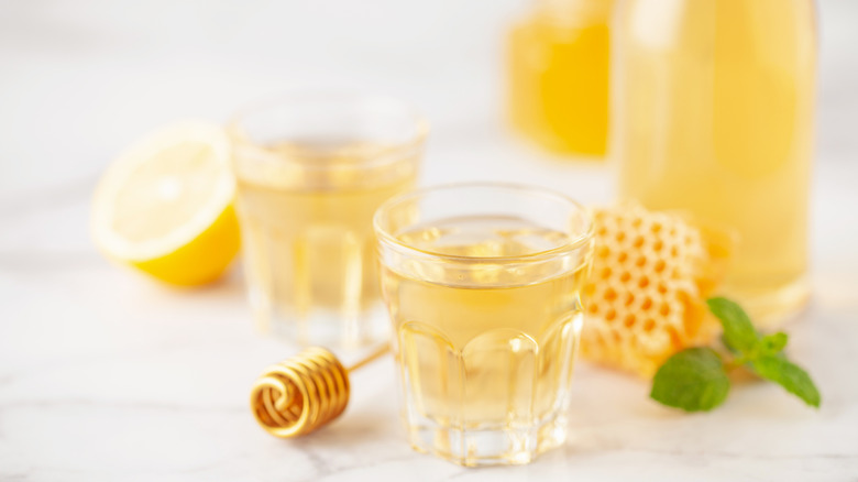 glasses of mead with honey