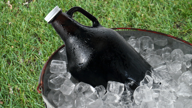 reusable beer growler on ice