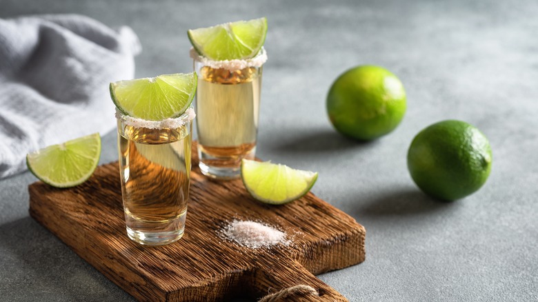 tequila shots with salt and lime