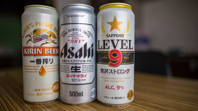 Three Japanese lager cans