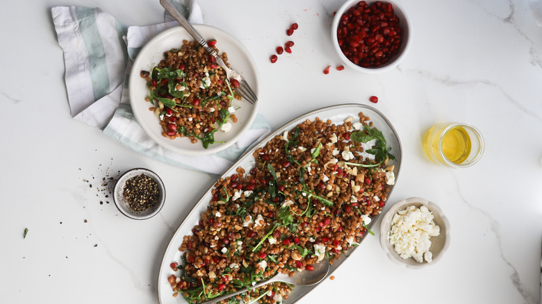 Wheat berry salad with pomegranate