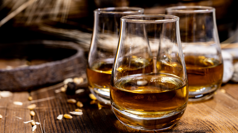 Three glasses of bourbon