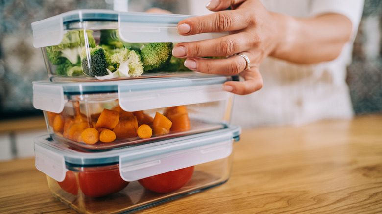 meal prep containers of vegetables