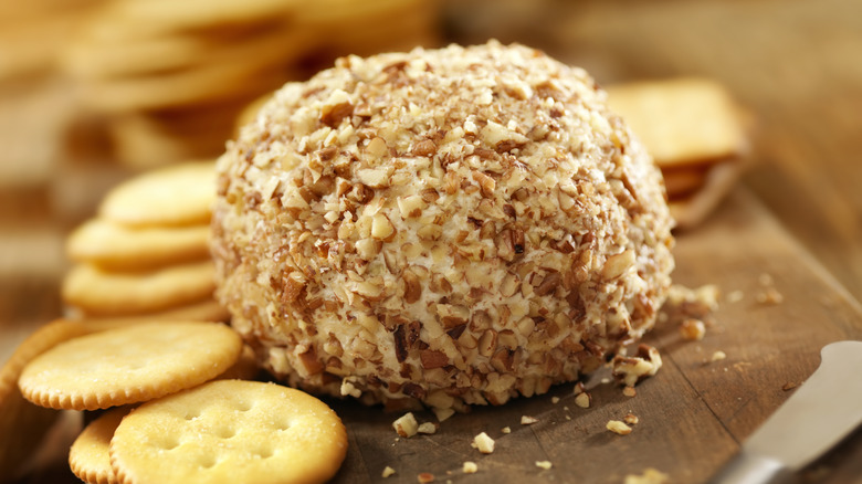 Close up of unwrapped cheese ball