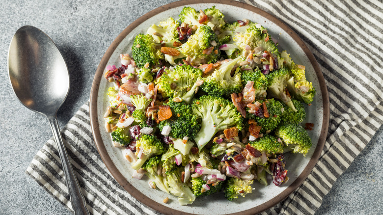Broccoli salad on plate