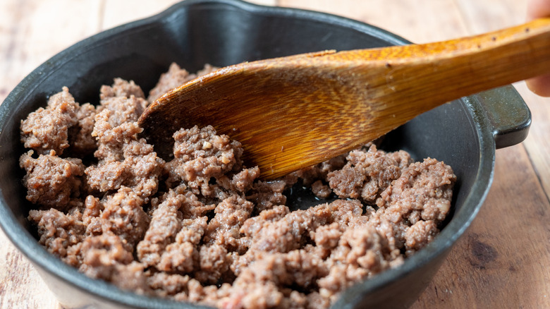 Ground beef cooking