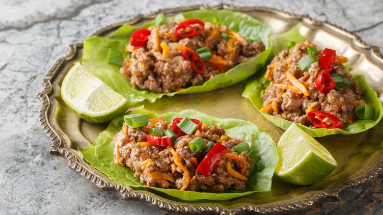Mince meat lettuce cups