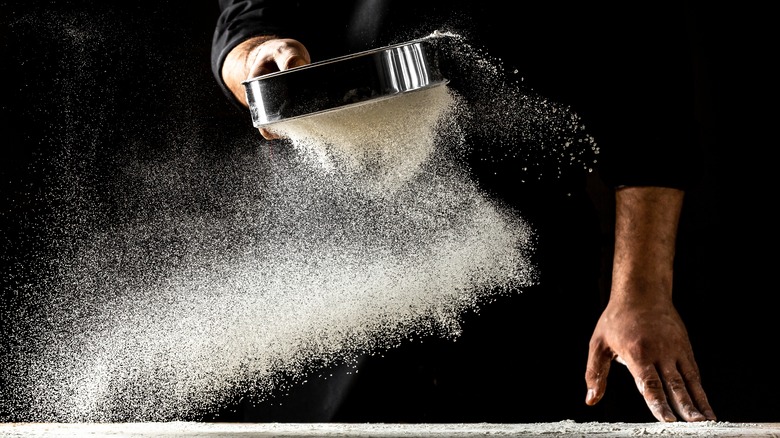 Sifting flour 