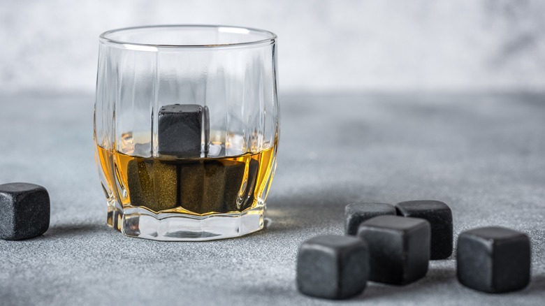 stone whiskey cubes in drink