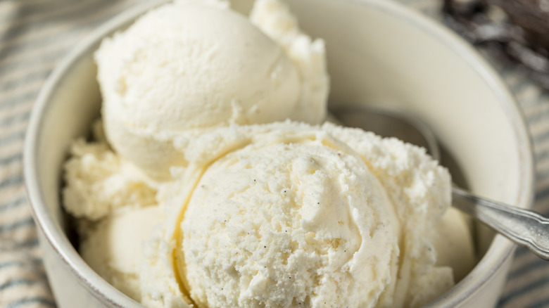 Vanilla ice cream in a bowl