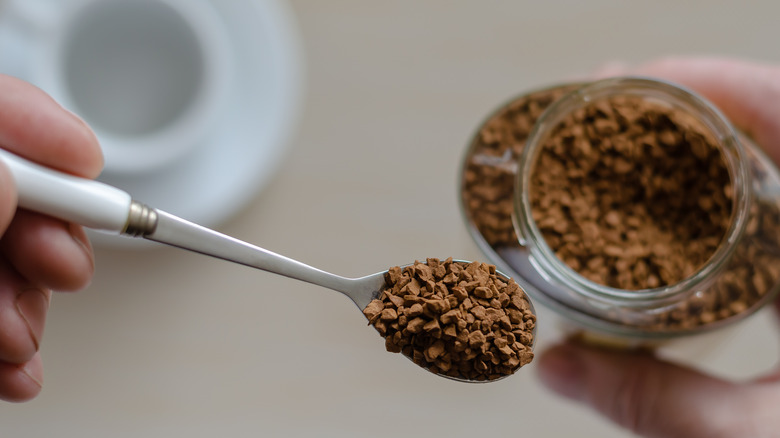 a spoonful of instant coffee