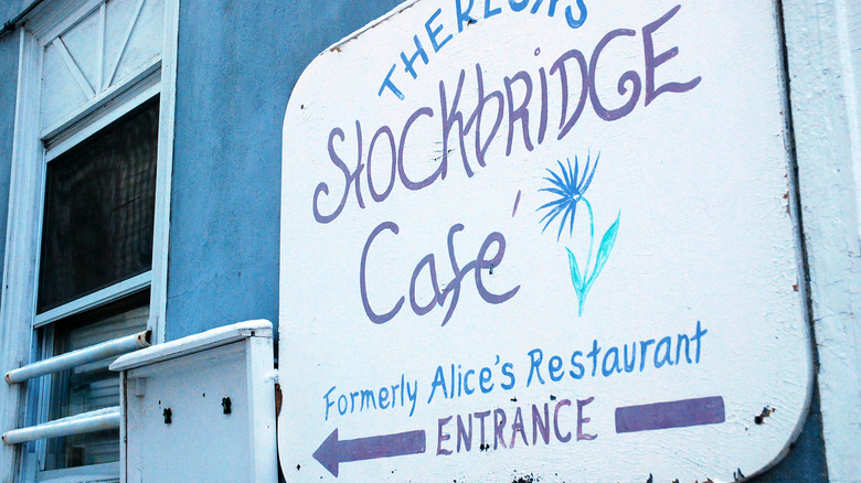 A sign advertising Theresa's Stockbridge Café