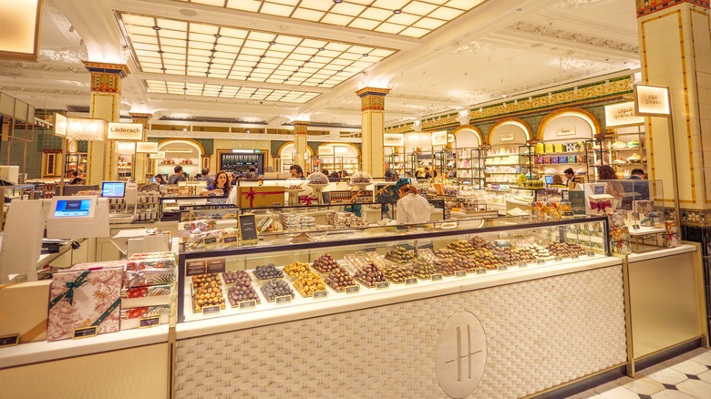 View into Harrods chocolate food hall