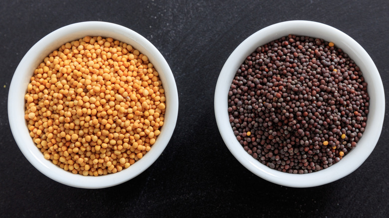 An image of yellow and brown mustard seeds