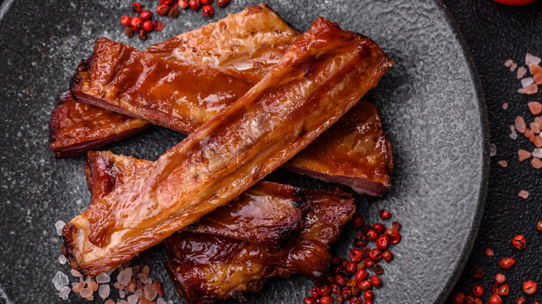 Close-up of barbecued beef ribs