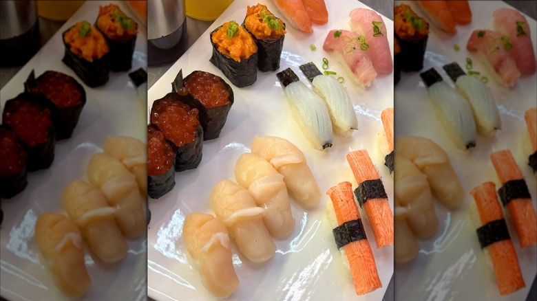 Plated gunkan and nigiri