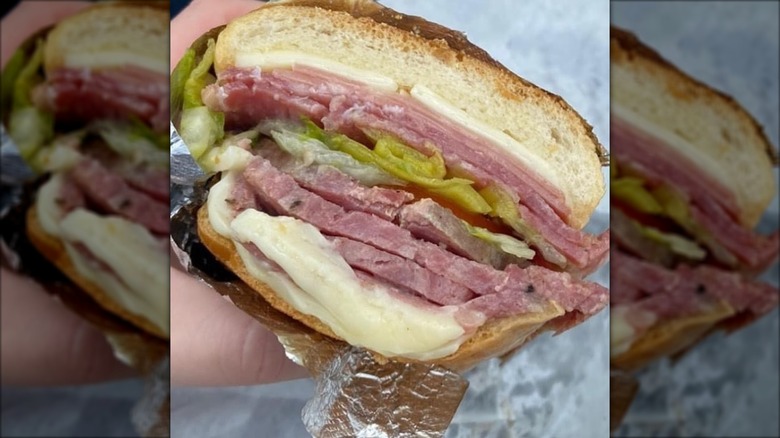 Cross-section of Italian trio sub