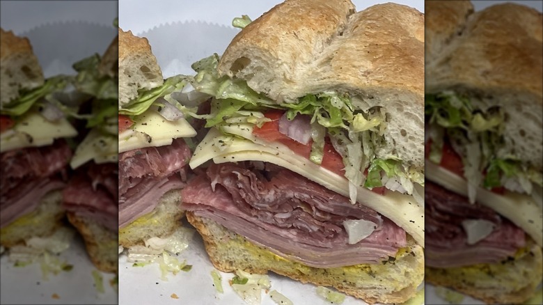 Cross-section of an Italian sub on paper