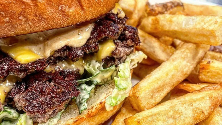 The TC Burger with fries
