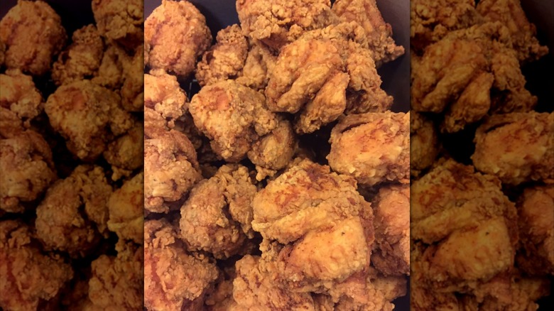 Close-up of a bunch of fried chicken