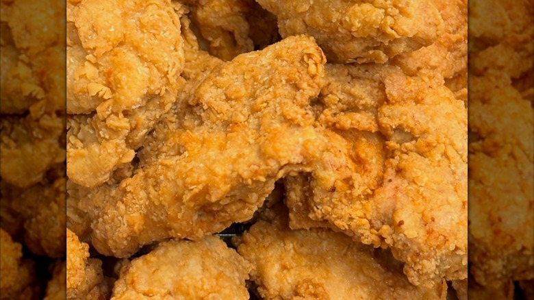 Close-up of crispy fried chicken pieces