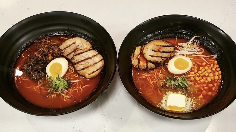 Spicy tonkotsu ramen and spicy miso butter ramen