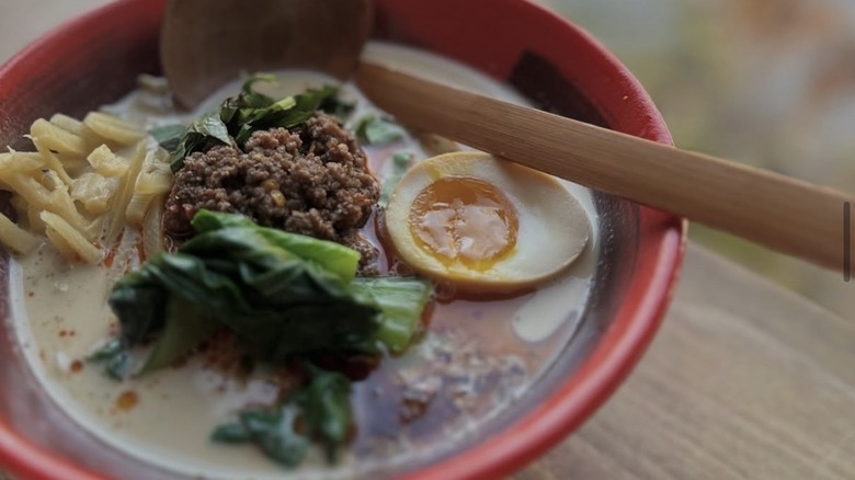 Tan Tan ramen with ground Wagyu and egg