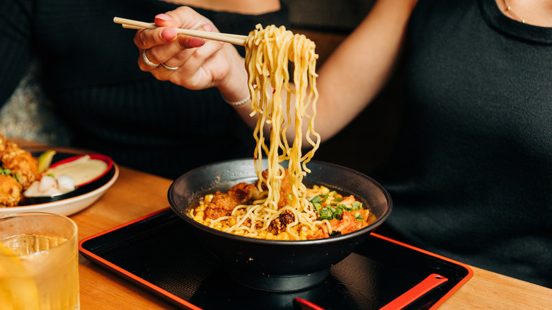 Kimchi fried chicken ramen