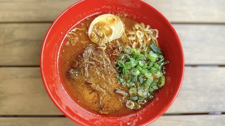 Ramen with egg and scallions