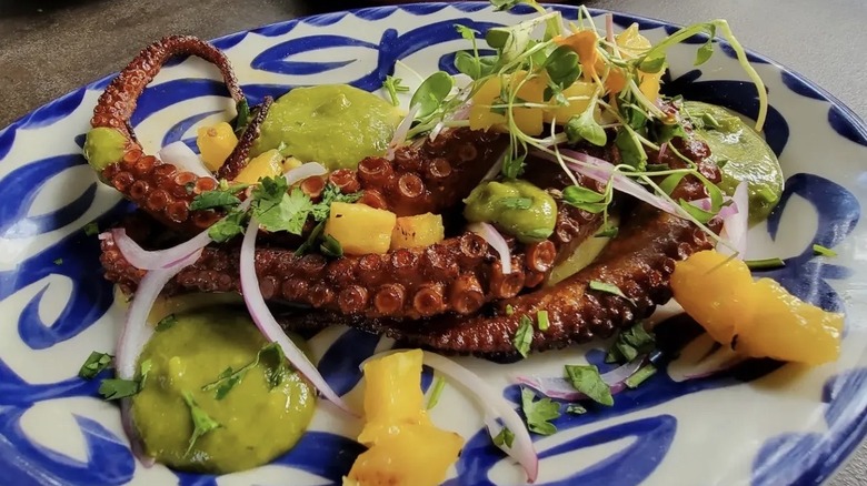 Grilled octopus dish at Reyes Mezcaleria