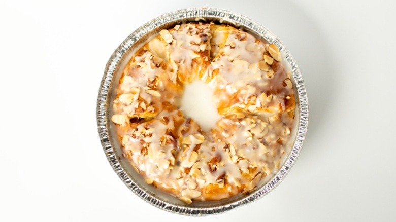 Almond coffee cake in round tin