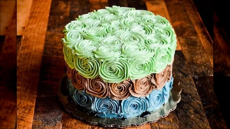 Rose cake covered in frosted roses