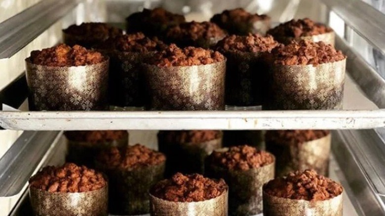 Trays of individually wrapped sour cream coffee cakes